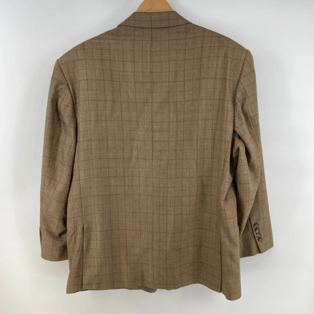 Jos A Bank Sport Coat 46R Brown Wool Silk‎ Blend Two Button Blazer Suit Jacket